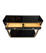 JEAN CLAUDE MAHEY BLACK LACQUER AND BRASS CONSOLE