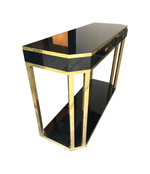 JEAN CLAUDE MAHEY BLACK LACQUER AND BRASS CONSOLE