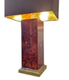 JEAN CLAUDE MAHEY BURL WOOD AND BRASS LAMP