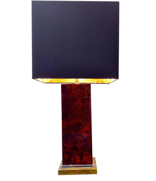 JEAN CLAUDE MAHEY BURL WOOD AND BRASS LAMP