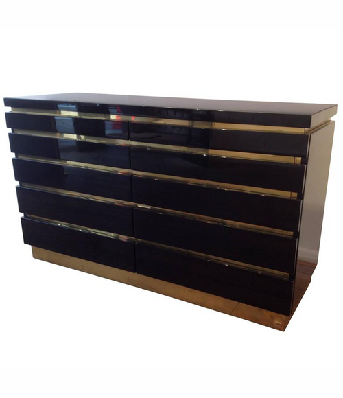 1970S JEAN CLAUDE MAHEY BLACK LACQUER CHEST OF DRAWERS