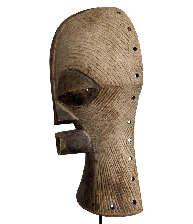 LARGE FEMALE SONGYE KIFWEBE CARVED CEREMONIAL WOODEN MASK