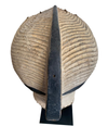 LARGE FEMALE SONGYE KIFWEBE CARVED WOODEN CEREMONIAL MASK WITH RAFFIA BACKING