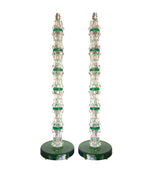 LARGE PAIR OF GREEN ORREFORS GLASS LAMPS