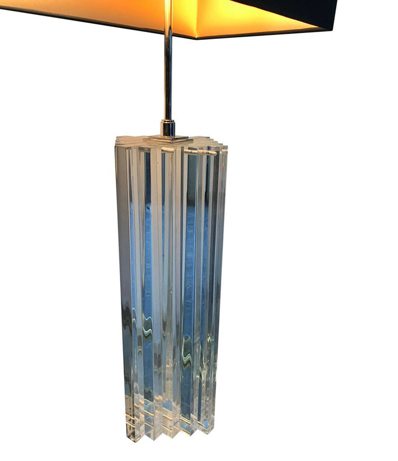 LARGE PAIR OF KARL SPRINGER STYLE LUCITE LAMPS