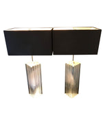 LARGE PAIR OF KARL SPRINGER STYLE LUCITE LAMPS