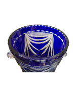 LARGE VAL ST LAMBERT COBALT BLUE CUT CRYSTAL CHAMPAGNE BUCKET