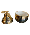 LARGE 24-CARAT GOLD-PLATED PEAR SHAPED ICE BUCKET WITH DETAILED LEAF HANDLE