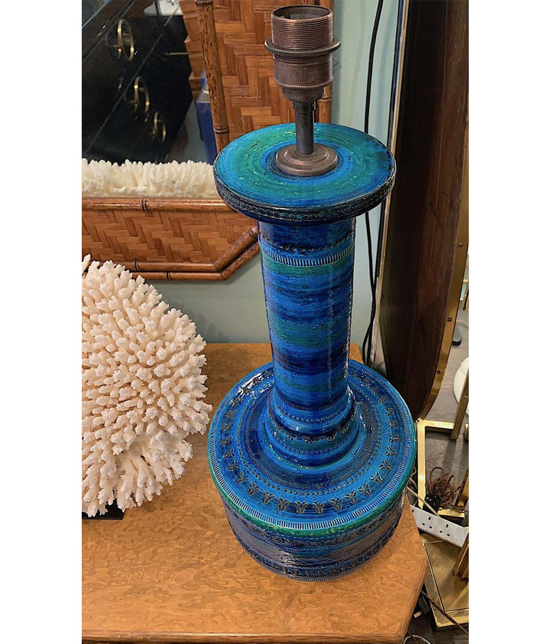 LARGE AND RARE 1960S CERAMIC BITOSSI "RIMINI BLUE" LAMP DESIGNED BY ALDO LONDI