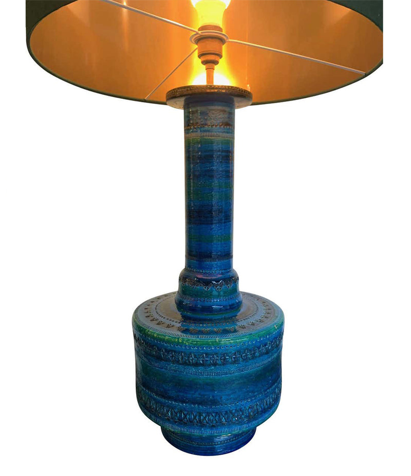 LARGE AND RARE 1960S CERAMIC BITOSSI "RIMINI BLUE" LAMP DESIGNED BY ALDO LONDI