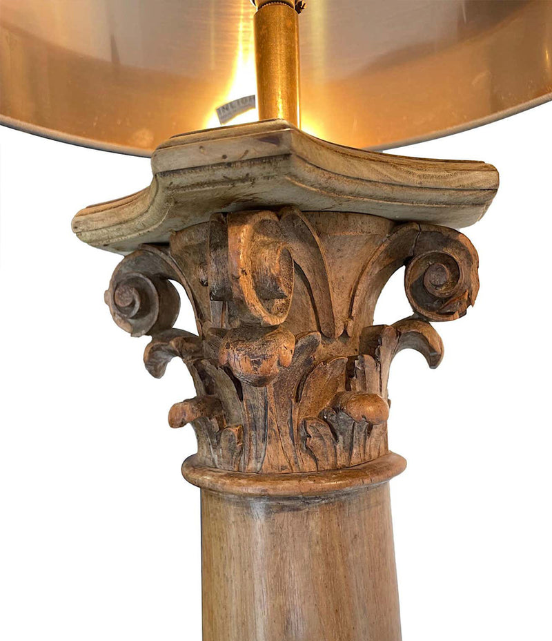 Pair of 19th Century Walnut Corinthian Column Lamps with Carved Cherubs – Ed Butcher Antiques