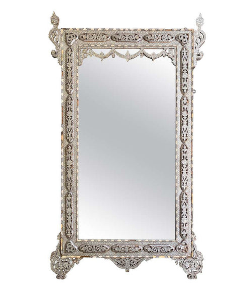 LARGE STUNNING 19TH CENTURY SYRIAN MIRROR WITH MOTHER OF PEARL INLAY