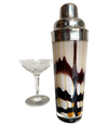 LOVELY MURANO GLASS COCKTAIL SHAKER WITH CHROME SIEVE AND LID TOP