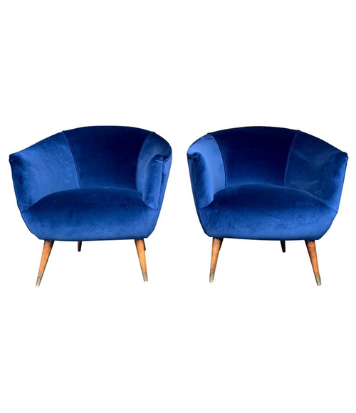 LOVELY PAIR OF ITALIAN 1950S COCKTAIL CHAIRS IN THE STYLE OF GIO PONTI