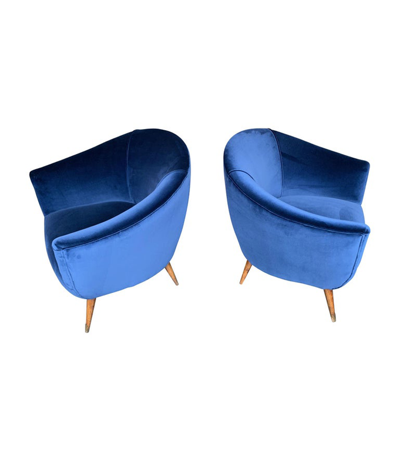 LOVELY PAIR OF ITALIAN 1950S COCKTAIL CHAIRS IN THE STYLE OF GIO PONTI