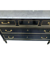 LOVELY ANTIQUE FRENCH LOUIS XVI STYLE EBONISED COMMODE WITH CARRARA MARBLE TOP