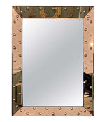 LOVELY ART DECO MIRROR WITH ROSE MIRRORED FRAME WITH CONVEX CIRCULAR DETAIL