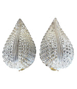 LOVELY PAIR OF 1960S BAROVIER AND TOSO MURANO GLASS LEAF WALL SCONCES