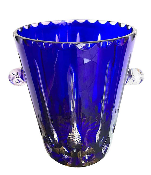 LOVELY VAL SAINT LAMBERT COBALT BLUE CRYSTAL CHAMPAGNE BUCKET