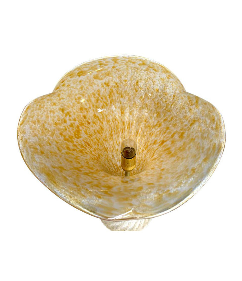 LOVELY PAIR OF FLUTED MURANO GLASS LAMPS WITH MOTTLED, RIBBED FINISH