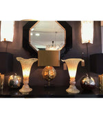 LOVELY PAIR OF FLUTED MURANO GLASS LAMPS WITH MOTTLED, RIBBED FINISH