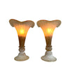 LOVELY PAIR OF FLUTED MURANO GLASS LAMPS WITH MOTTLED, RIBBED FINISH