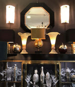 LOVELY PAIR OF FLUTED MURANO GLASS LAMPS WITH MOTTLED, RIBBED FINISH