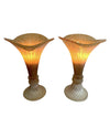 LOVELY PAIR OF FLUTED MURANO GLASS LAMPS WITH MOTTLED, RIBBED FINISH