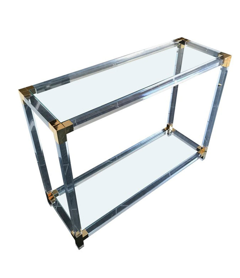 LUCITE AND GILT METAL CONSOLE TABLE