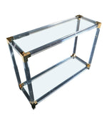 LUCITE AND GILT METAL CONSOLE TABLE