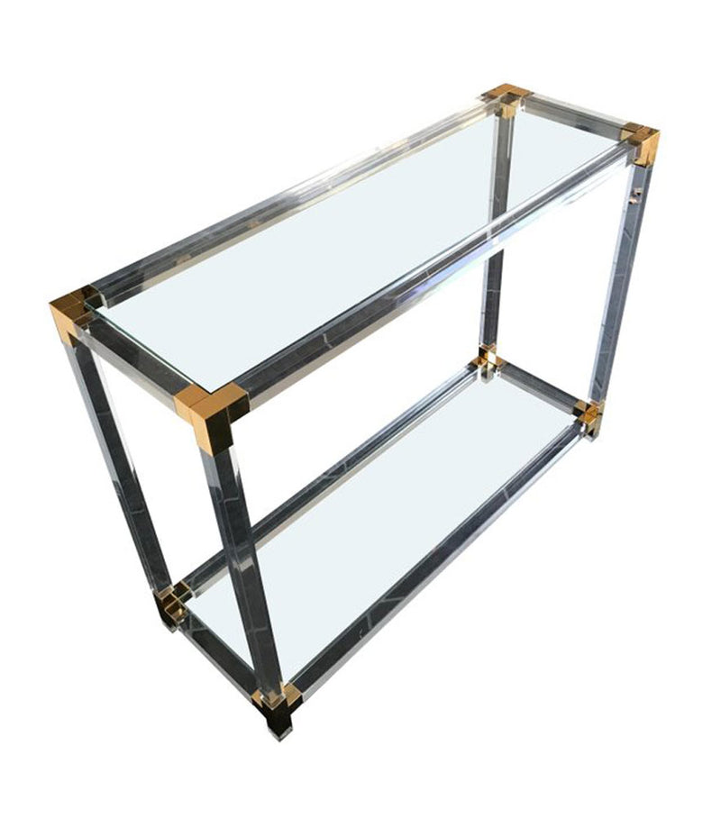 LUCITE AND GILT METAL CONSOLE TABLE