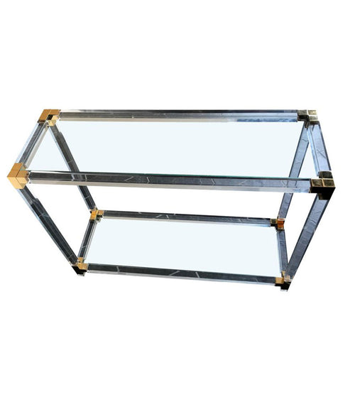 LUCITE AND GILT METAL CONSOLE TABLE