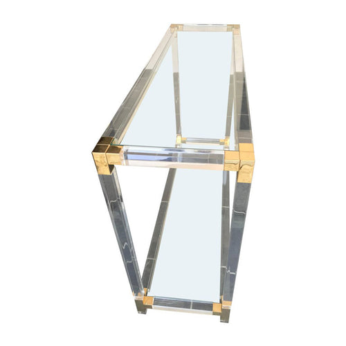 LUCITE AND GILT METAL CONSOLE TABLE