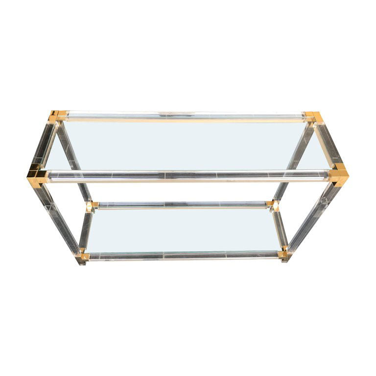 LUCITE AND GILT METAL CONSOLE TABLE