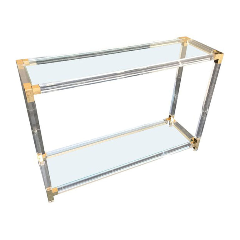 LUCITE AND GILT METAL CONSOLE TABLE