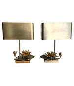 Maison Charles “Nenuphar Double Ecran” Bronze Lamp with Original Metal Shade