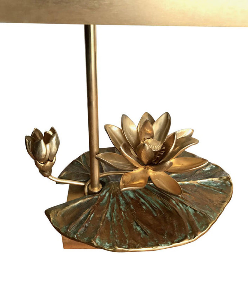 Maison Charles “Nenuphar Double Ecran” Bronze Lamp with Original Metal Shade