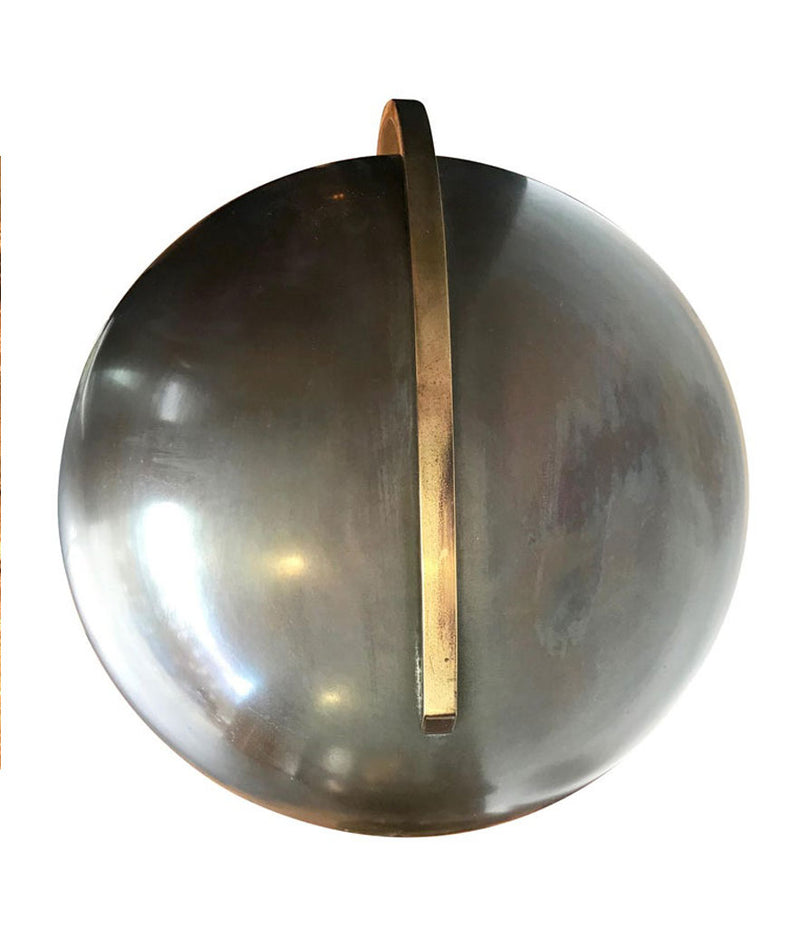 MAISON CHARLES “NENUPHAR” BRONZE LAMP WITH ORIGNAL DOMED METAL SHADE