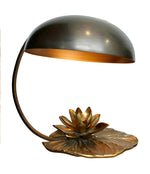 MAISON CHARLES “NENUPHAR” BRONZE LAMP WITH ORIGNAL DOMED METAL SHADE