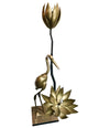 MAISON JANSEN SOLID BRASS CRANE FLOOR LAMP WITH LOTUS FLOWER LIGHTS