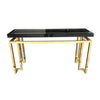 MAISON JANSEN STYLE BRASS AND BLACK LUCITE CONSOLE TABLE