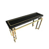 MAISON JANSEN STYLE BRASS AND BLACK LUCITE CONSOLE TABLE