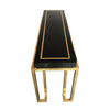 MAISON JANSEN STYLE BRASS AND BLACK LUCITE CONSOLE TABLE