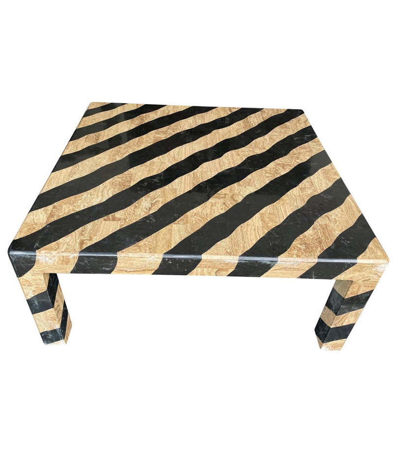 MAITLAND SMITH COFFEE TABLE WITH TESSELLATED MARBLE ZEBRA PATTERN FINISH