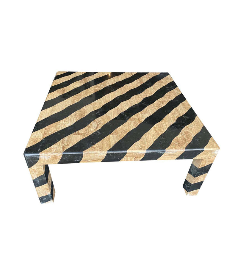 MAITLAND SMITH COFFEE TABLE WITH TESSELLATED MARBLE ZEBRA PATTERN FINISH