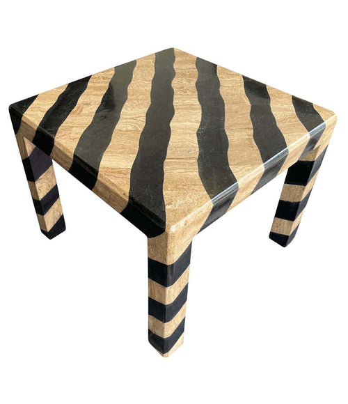 MAITLAND SMITH COFFEE TABLE WITH TESSELLATED MARBLE ZEBRA PATTERN FINISH