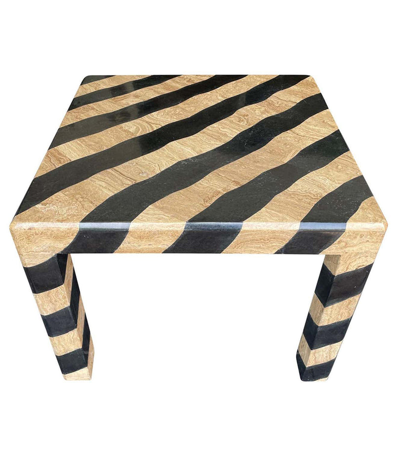 MAITLAND SMITH COFFEE TABLE WITH TESSELLATED MARBLE ZEBRA PATTERN FINISH