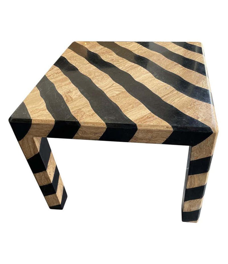 MAITLAND SMITH COFFEE TABLE WITH TESSELLATED MARBLE ZEBRA PATTERN FINISH