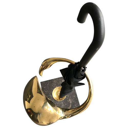 MIDCENTURY BRASS FLAMINGO SHAPED UMBRELLA HOLDER