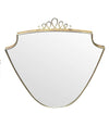 ORIGINAL 1950S ITALIAN BRASS SHIELD MIRROR WITH CENTRAL DECORATIVE TOP DETAIL